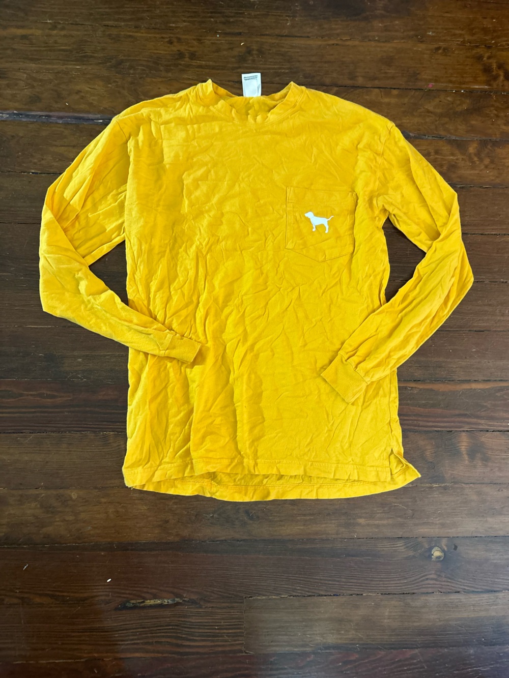 Pink Victoria’s Secret yellow long sleeve logo shirt tee top size XS